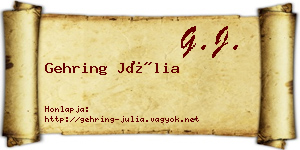 Gehring Júlia névjegykártya
